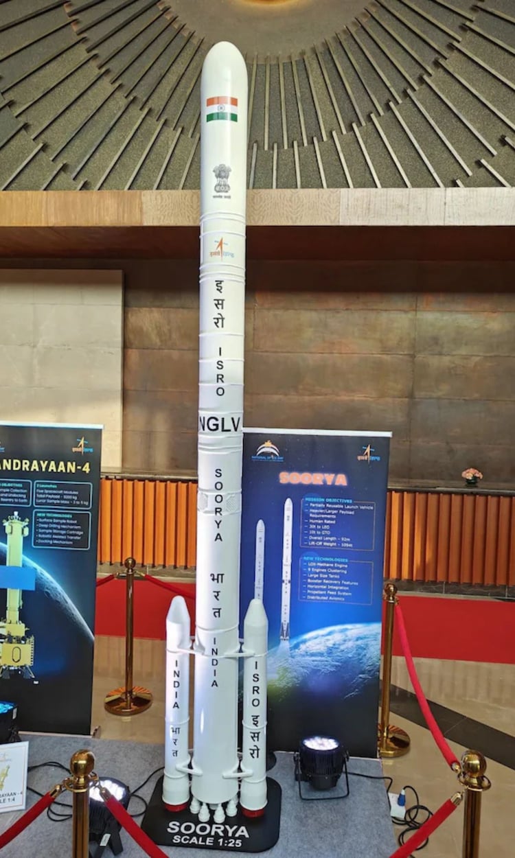 India's Next Generation Launch Vehicle (NGLV) is designed to carry 30 tonnes to low-Earth orbit and land its first stage back vertically for reuse, similar to SpaceX's Falcon 9 boosters. (Photo: Isro)