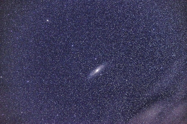 The Andromeda galaxy, 2.5 million light years away, is visible to the naked eye from Pench Tiger Reserve. This is a sight impossible from any Indian city. (Photo: Special arrangement/Pench Tiger Reserve)