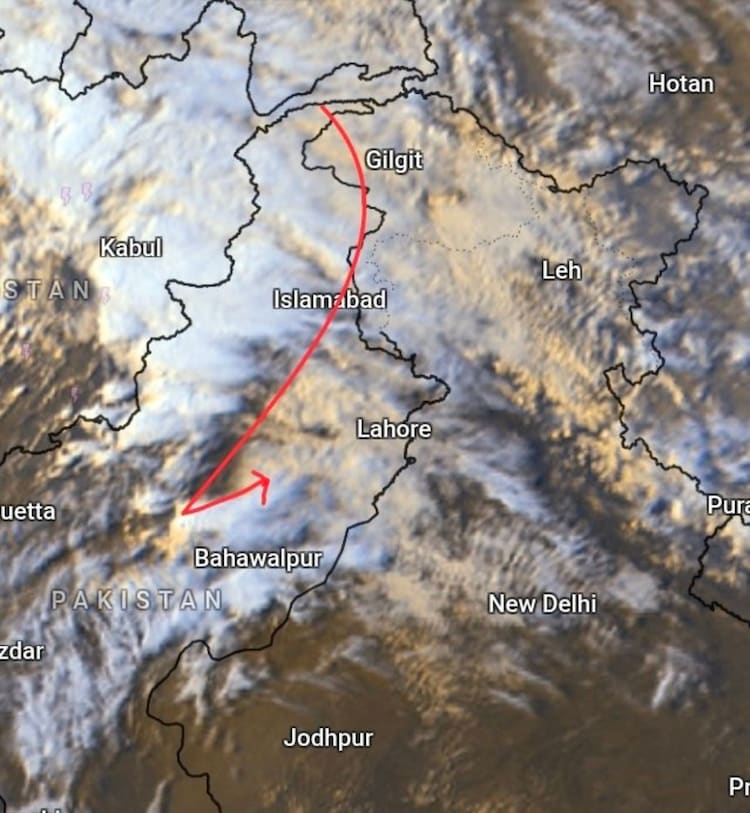 A satellite map shows the intense moisture flow and cloud formations converging over North and Central India, signalling the start of a widespread weather spell. (Photo: X/@NavdeepDahiya55)