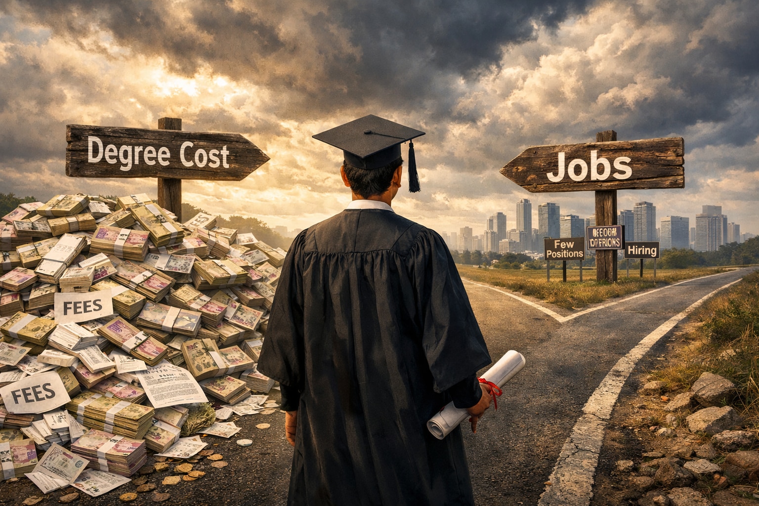 degree ROI India, degrees losing value, return of investment, costly degrees, engineering salary India, MBA placements India, BTech jobs India, CA salary India, education loans India, are degrees worth it, MBA ROI India, higher education cost India