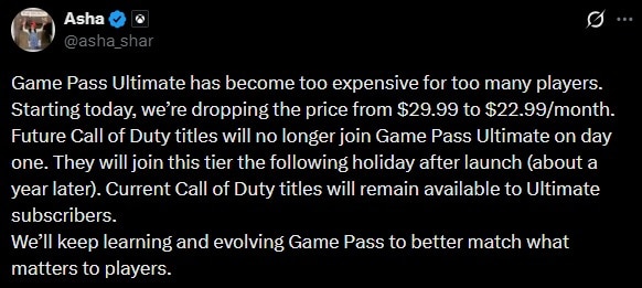 Asha Sharma Xbox Game Pass