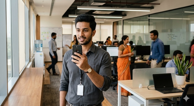 Turning a quick office break into a âcontent breakâ â capturing moments, boosting confidence, and redefining productivity in the Gen Z workplace. (AI Generated Image)