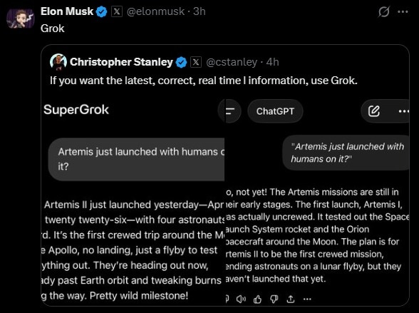 Musk Grok Artemis II