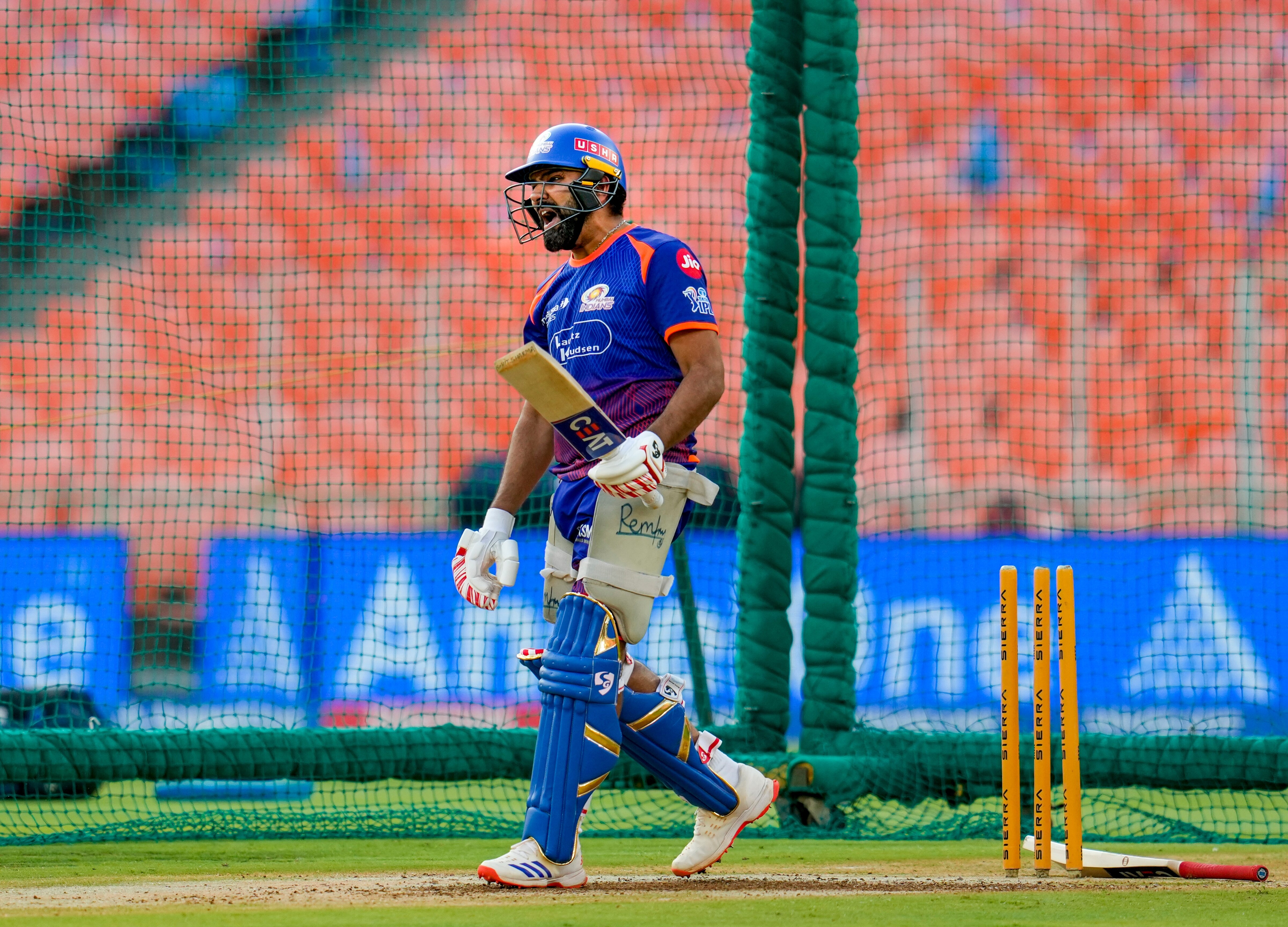 Rohit has resumed training in MI nets, but will he play the GT clash? (PTI Photo)