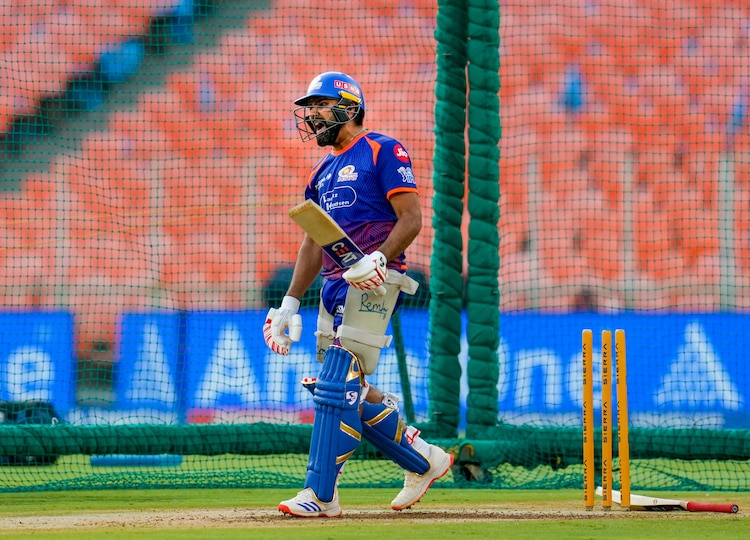 Rohit has resumed training in MI nets, but will he play the GT clash? (PTI Photo)