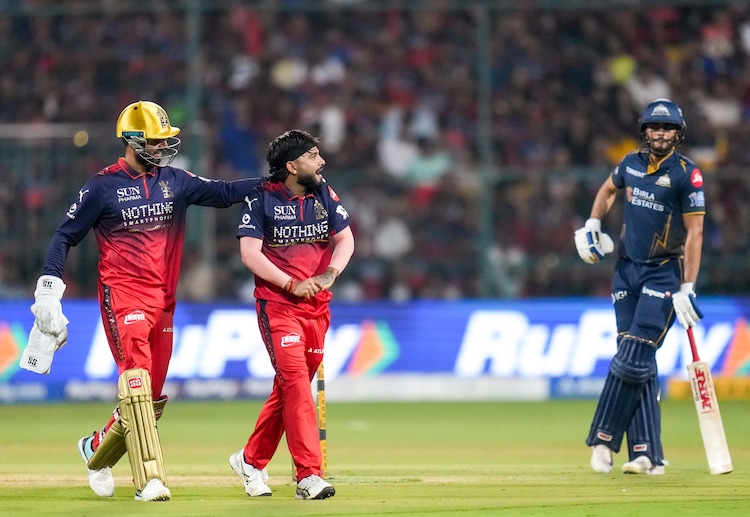 Caption: IPL 2026:Suyash Sharma yet again gave RCB the important breakthrough against GT. (PTI Photo)
