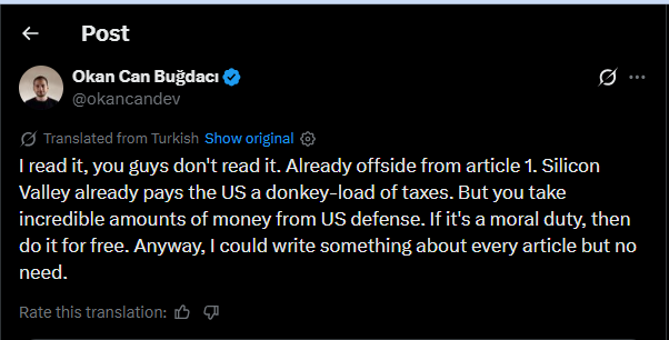 Palantir X user reaction