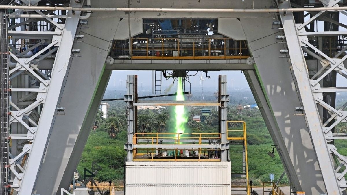 The SE2000 semi-cryogenic engine, currently under development at the Isro Propulsion Complex in Mahendragiri, Tamil Nadu, burns kerosene and liquid oxygen for higher thrust in a more compact stage than the engine it will replace. (Photo: Isro)
