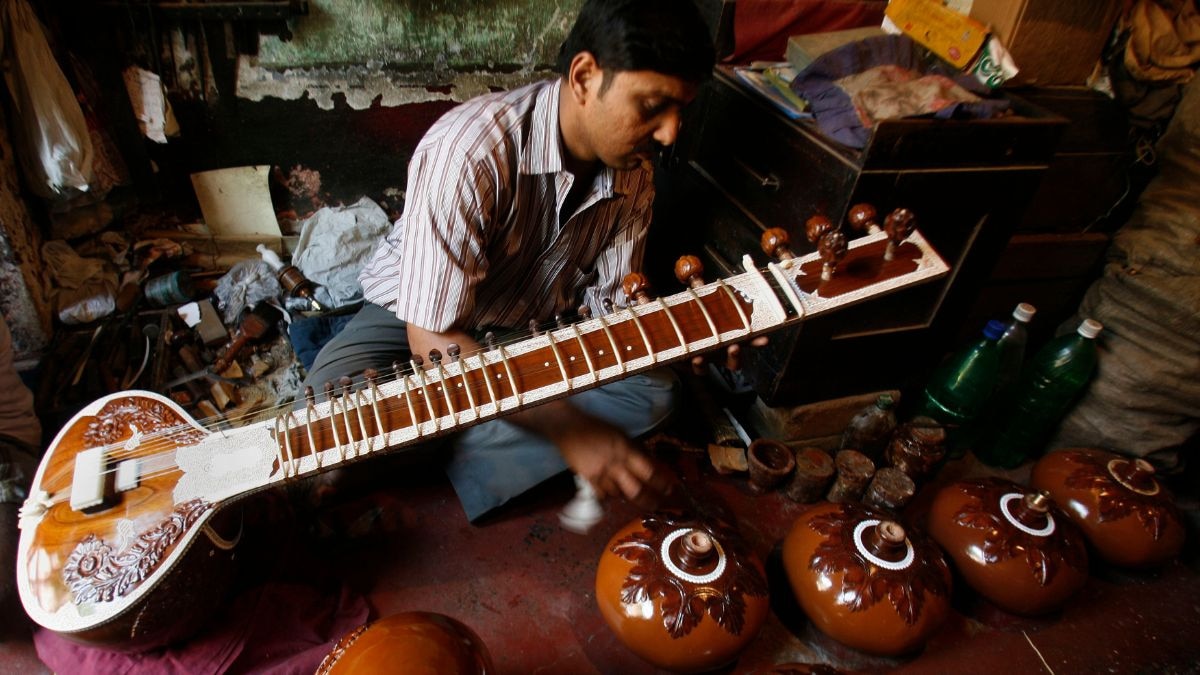 The gently curved bone surface over which the sitar string passes produces the instrument&acirc;€™s distinctive blooming sound. (Photo: Reuters)
