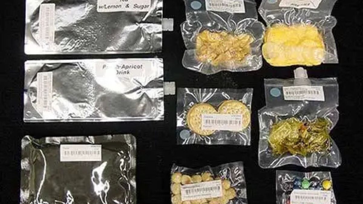 Space food samples. In space, food loses its flavour rapidly. Sadly, the astronauts cannot have a savoury meal. Instead, what they eat tastes like cardboard. That is where hot sauces come to the rescue. (Photo: Nasa)