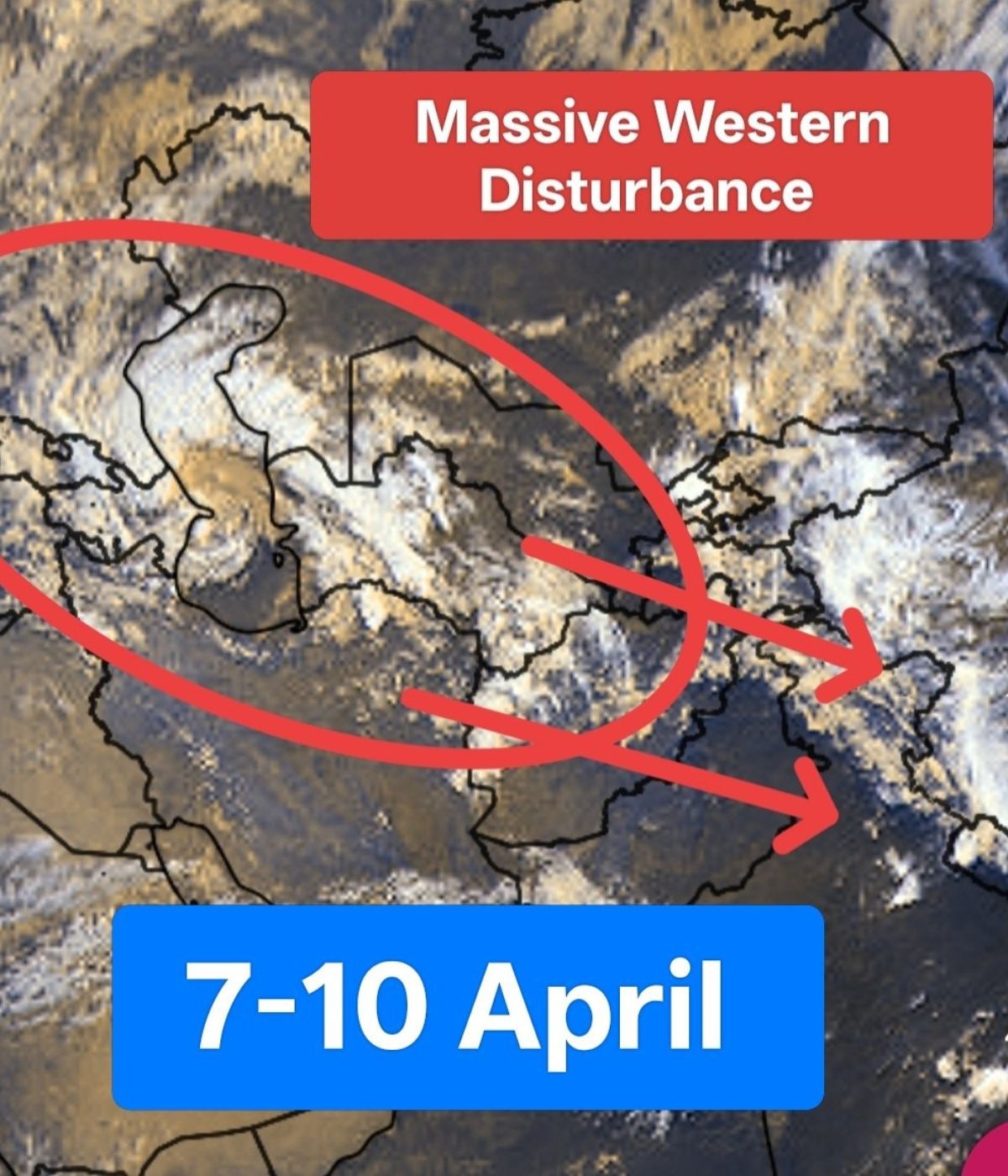A Western Disturbance is set to hit North India hard between April 7 and 10. (Photo: X/@allindiaweather)