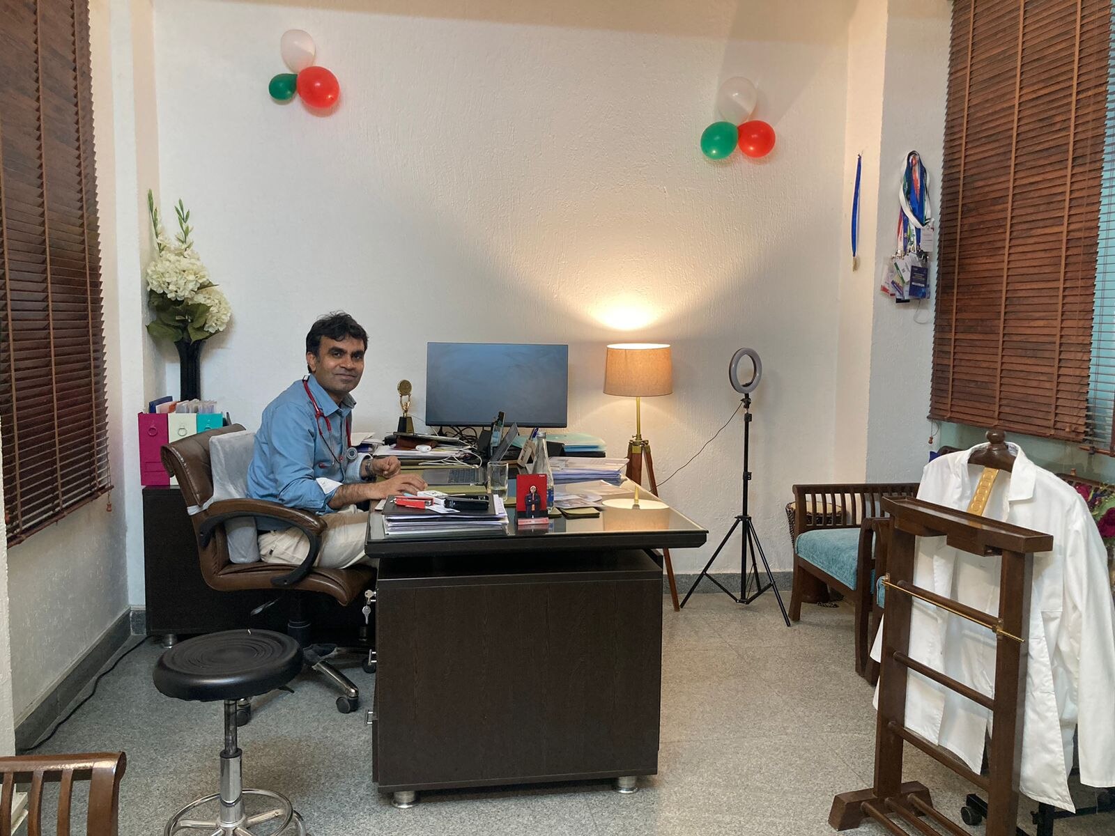 Dr Chandrakant Lahariya in his clinic in Delhi.