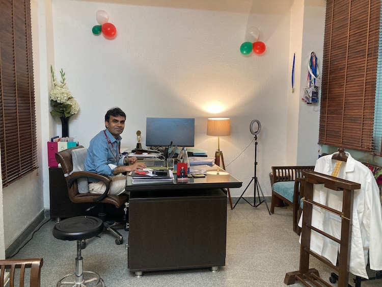 Dr Chandrakant Lahariya in his clinic in Delhi.