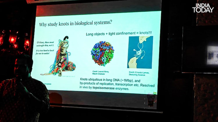 Dr Sengupta told the room that the same mathematical structures governing DNA knots are playing out in the nucleus of every human cell, constantly, without pause. (Photo: Radifah Kabir/India Today)