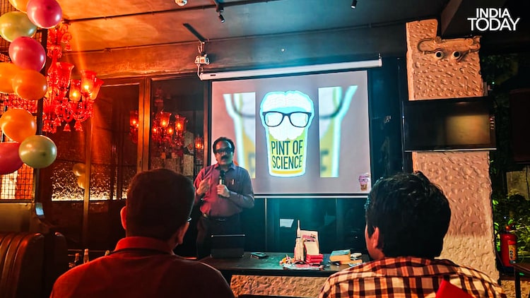 Dr S Somanath at Pint of Science 2026. He told the room that vibration failures are very, very common, that some recent failures could possibly be attributed to that, and that the governing principle of Isro's testing philosophy is to subject components to double the energy they expect to face in actual flight. (Photo: Radifah Kabir/India Today)