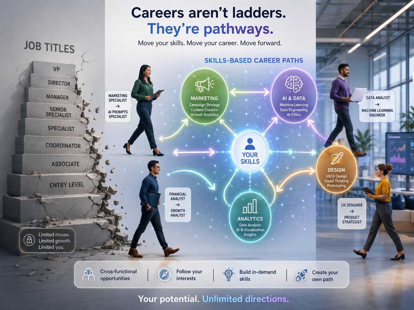 LinkedIn Talent Velocity Report 2026, human skills, AI jobs, internal mobility, job titles, skills-based hiring, Google jobs, Microsoft hiring, AI cost, future of work, career growth, employability skills
