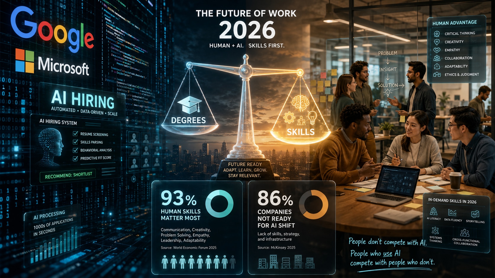 LinkedIn Talent Velocity Report 2026, human skills, AI jobs, internal mobility, job titles, skills-based hiring, Google jobs, Microsoft hiring, AI cost, future of work, career growth, employability skills