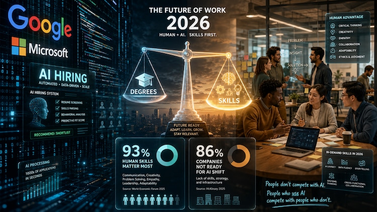 LinkedIn Talent Velocity Report 2026, human skills, AI jobs, internal mobility, job titles, skills-based hiring, Google jobs, Microsoft hiring, AI cost, future of work, career growth, employability skills