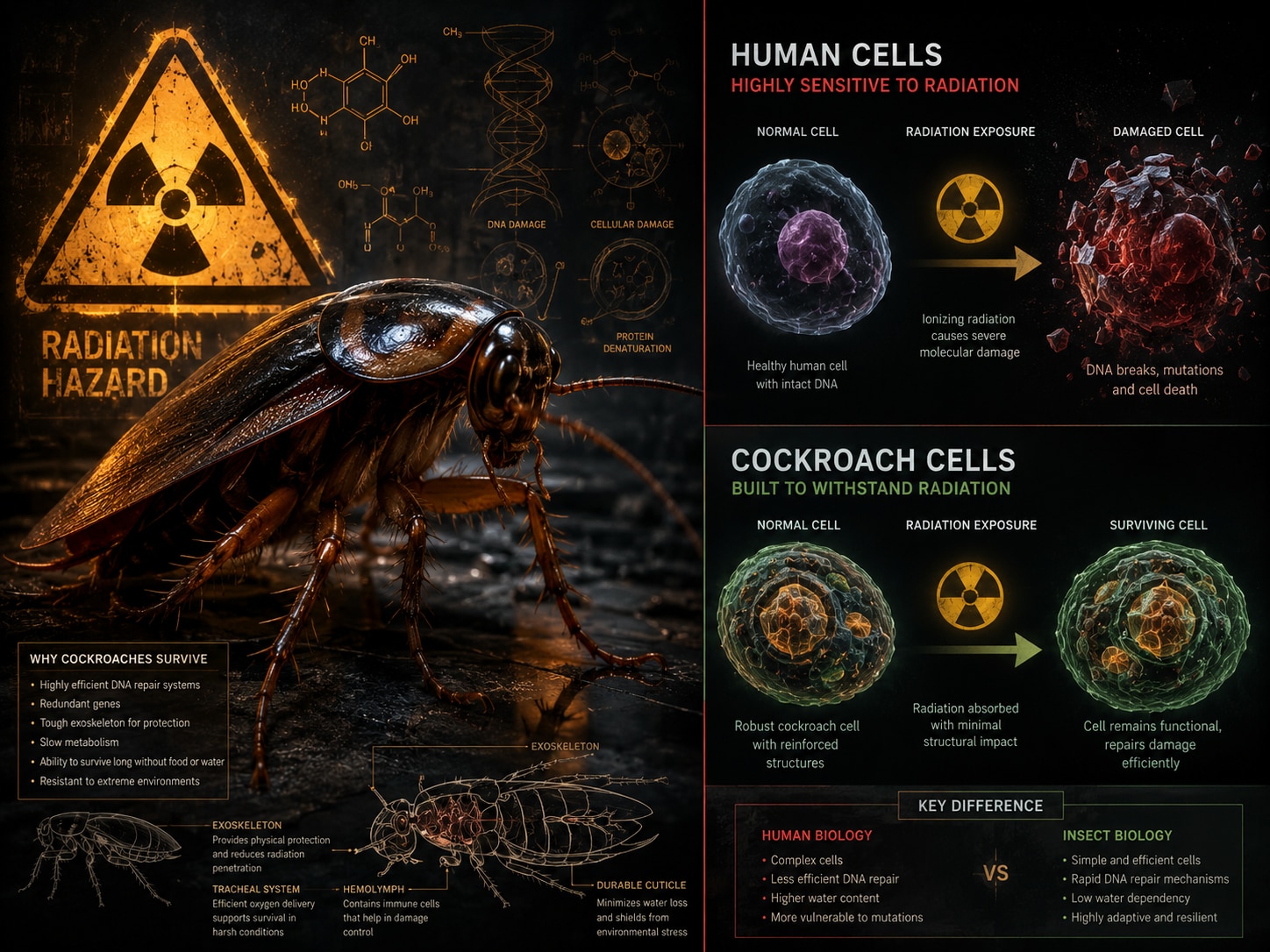 cockroach myth, nuclear war, can cockroaches survive nuclear war, radiation survival, Hiroshima, Cold War, cockroaches, apocalypse myths, science facts