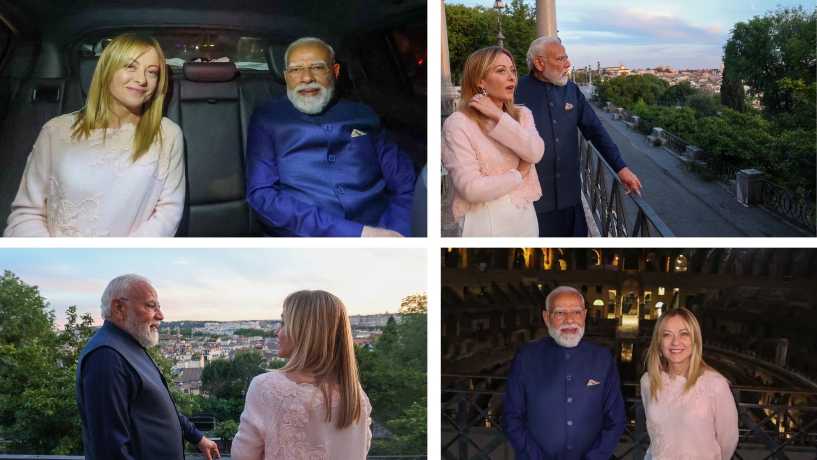 Prime Minister Narendra Modi shared pictures from Rome after meeting Italian PM Giorgia Meloni for dinner and visiting the iconic Colosseum ahead of bilateral talks. (Images: Narendra Modi on X)
