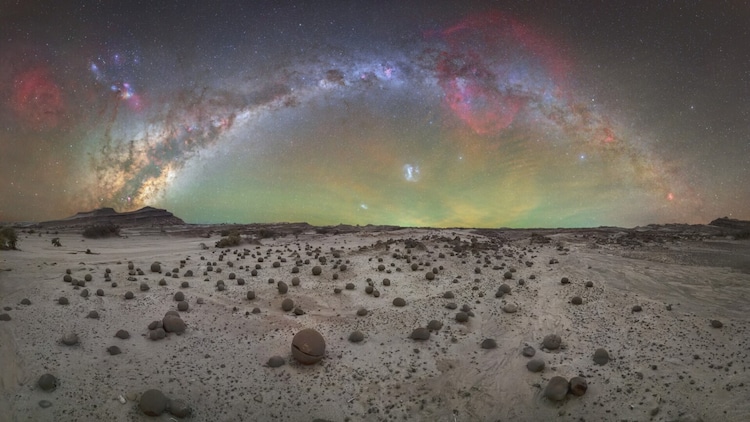 The first ever full Milky Way arch photographed above Ischigualasto Provincial Park in Argentina, also known as Valle de la Luna. The UNESCO World Heritage site preserves fossils of some of the earliest known dinosaurs, and every step on its terrain required extreme care. (Photo credit: Gonzalo Javier Santile/Capture the Atlas)