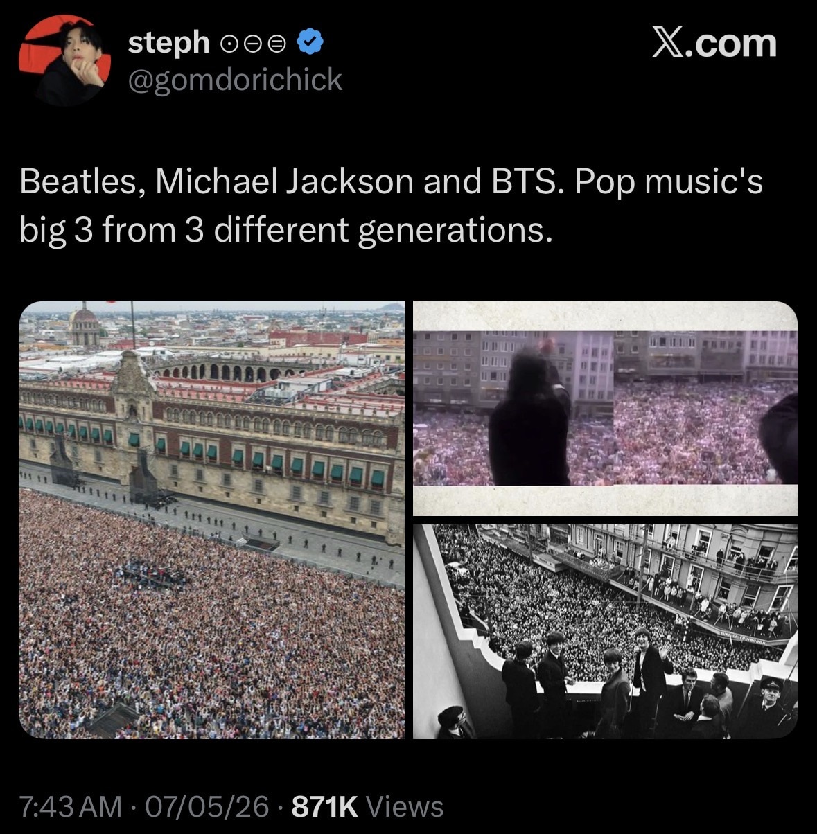 BTS is being compared to The Beatles and Michael Jackson. Credit: X