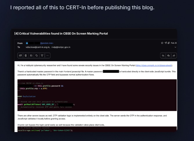 CBSE OSM portal, CBSE hack claims, Nisarga Adhikary, Deedy Das, CBSE cybersecurity, CERT-In, CBSE evaluation portal, board exam marks system, CBSE vulnerabilities, student data security