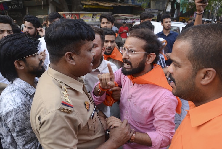 ABVP activists protesting against the cancellation of NEET-UG 2026 in Kanpur, Uttar Pradesh on May 13, 2026. (PTI Photo)