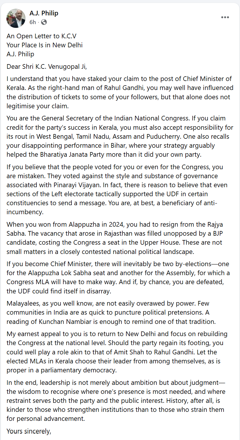 Kerala Congress Faces Chief Minister Choice Amidst Social Media Frenzy — image 5
