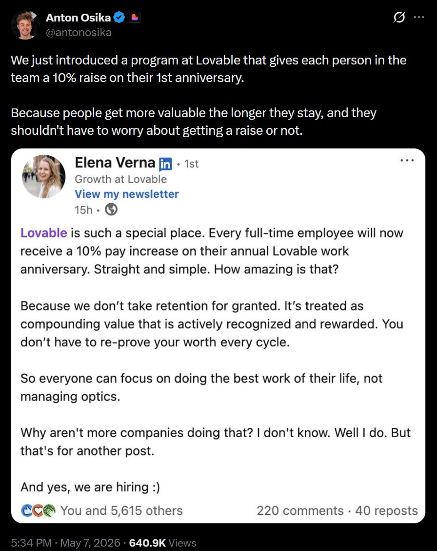 Post by Lovable CEO Anton Osika