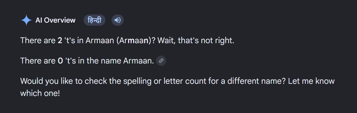 Error in Google AI Overviews 