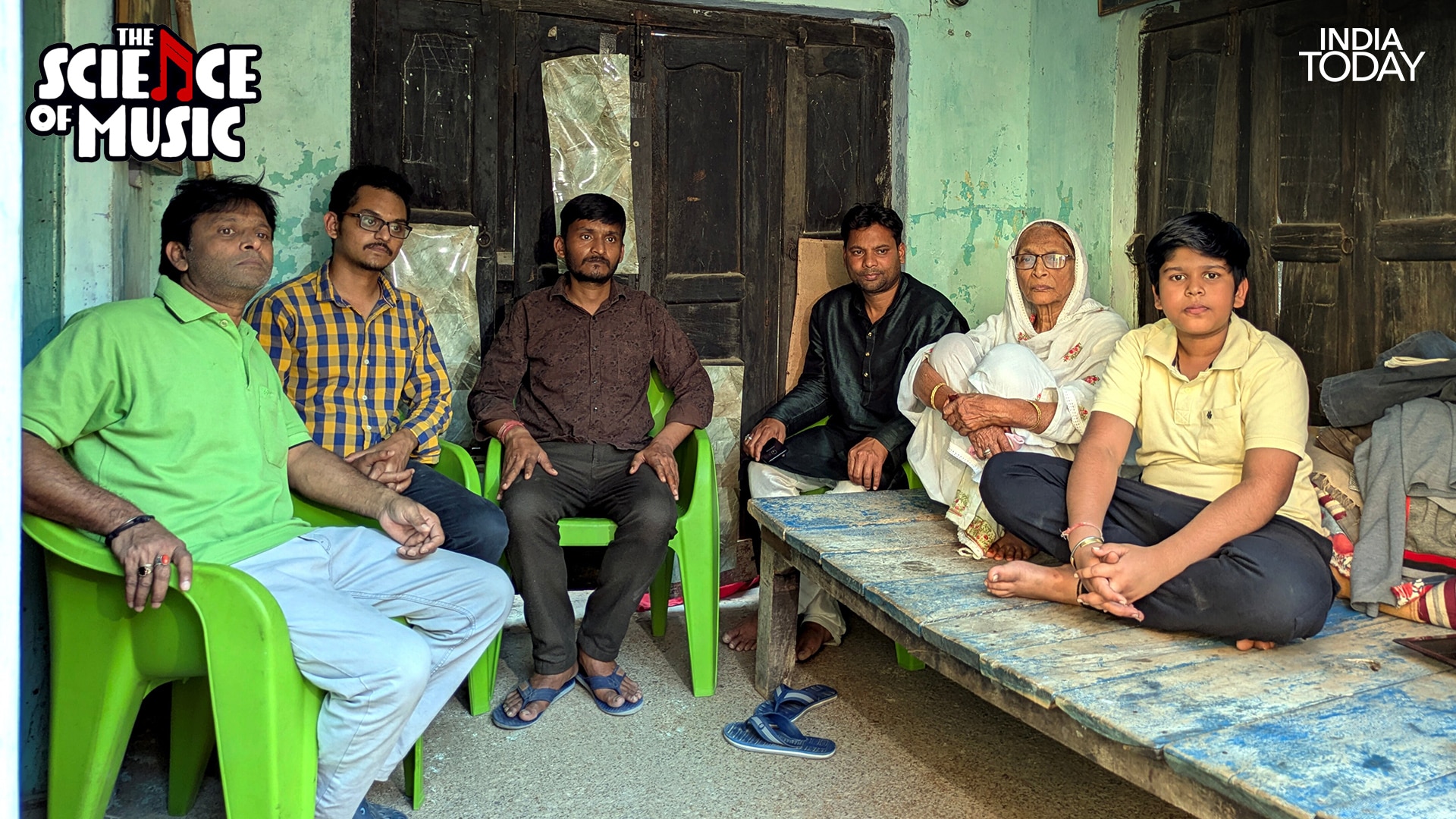 Members of Ustad Bismillah Khan's family at the family home in Varanasi. His grandsons, including Haidar, continue to perform the shehnai at cultural programmes, including at the reception held in Varanasi for French President Emmanuel Macron in 2018. (Photo: PTI)