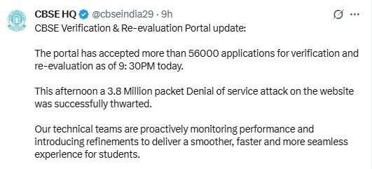 CBSE's update on re-evaluation of copies (Photo: SS/X/CBSE)