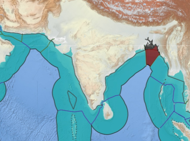 A map showing the maritime boundaries of India, Bangladesh, Pakistan and Sri Lanka in the northern Indian Ocean. Map not to scale. (Image: MarineRegions)