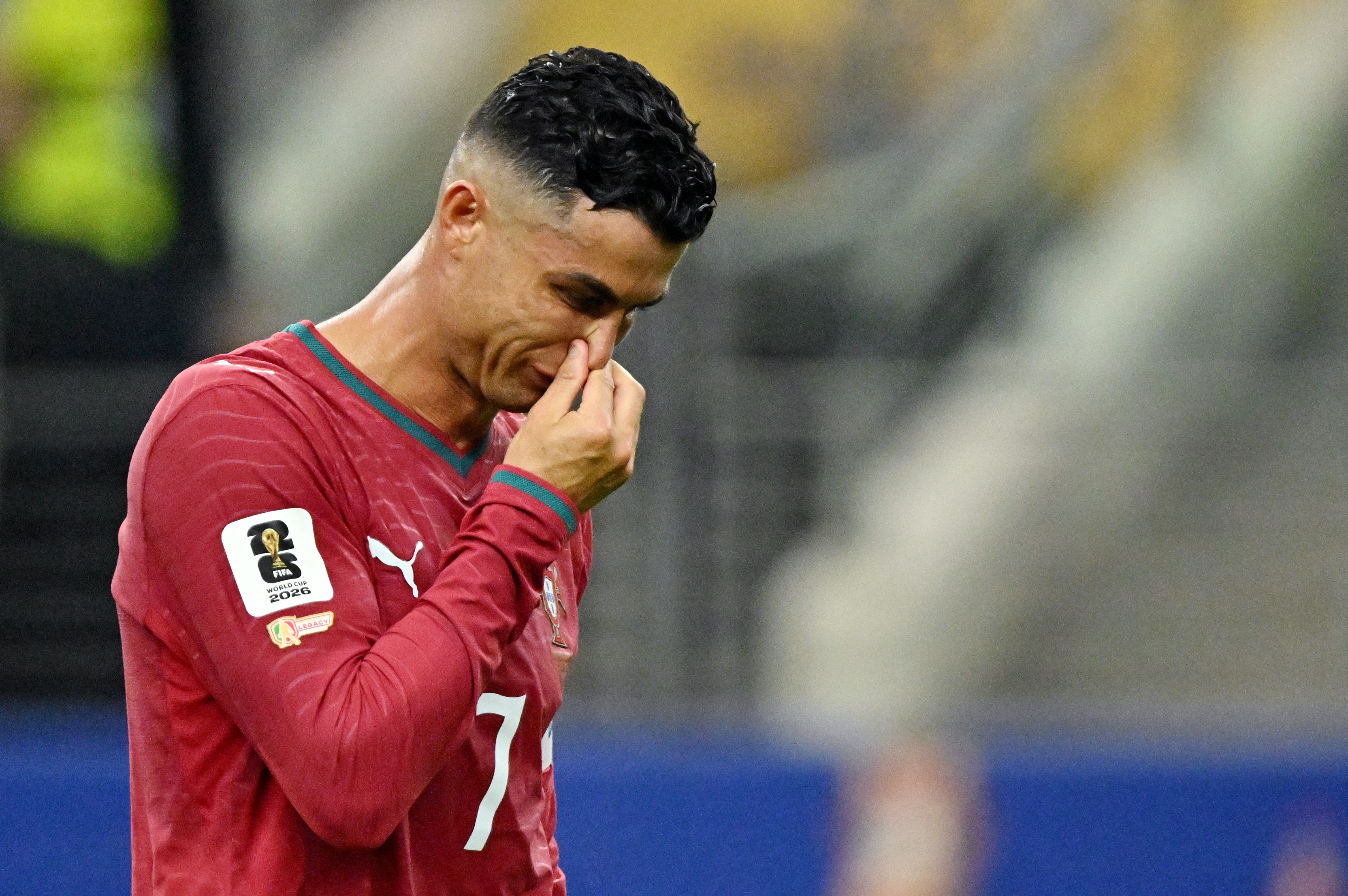 Cristiano Ronaldo was seen fighting to hold his emotions after full-time. (Image: Reuters)