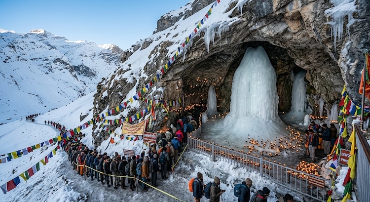 The Amarnath Cave is situated around 145 km northeast of Srinagar at an altitude of nearly 4,000 metres in the Himalayas