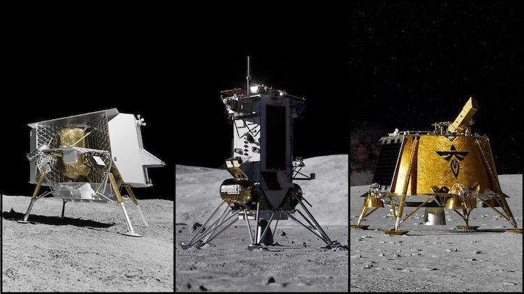 Astrobotic, Firefly Aerospace and Intuitive Machines have each been awarded fresh contracts to fly robotic landers to the Moon by 2028. (Photo: Astrobotic/Firefly/Intuitive Machines)