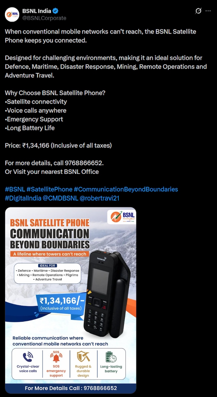 BSNL satellite phone