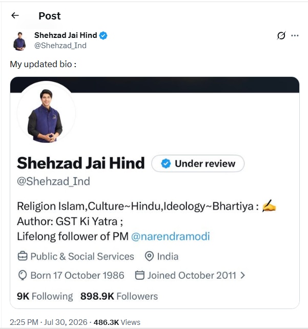 Why Did Shehzad Poonawalla Resign? BJP National Spokesperson Quits, Removes Party Name from X Bio