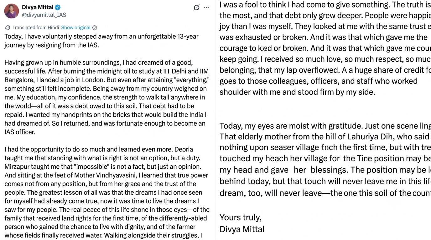 Divya Mittal's tweet.