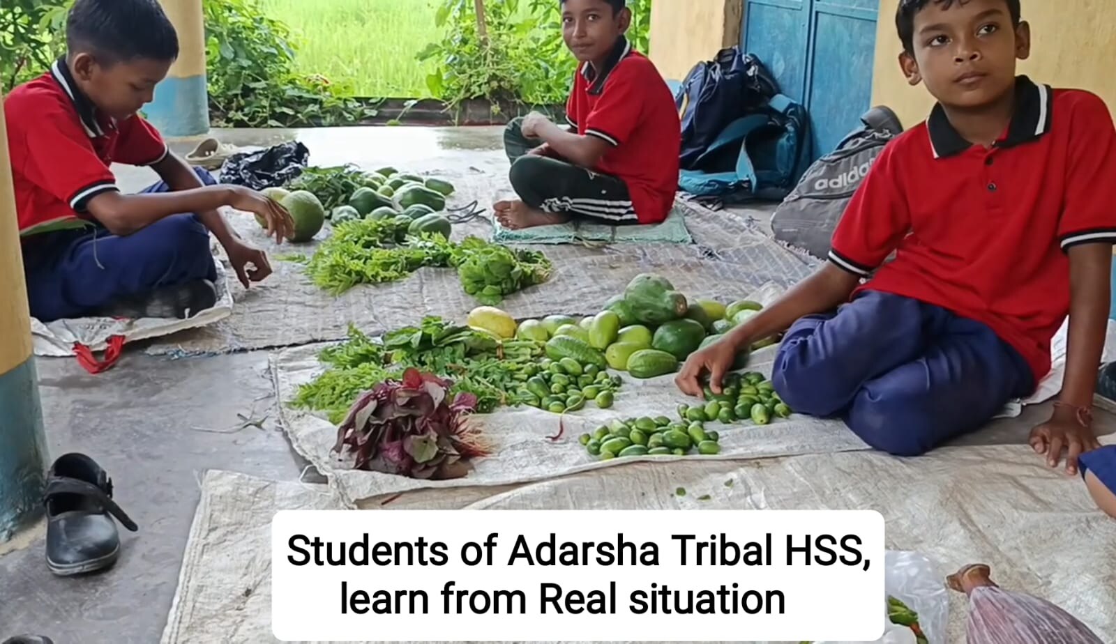 Students selling vegetables