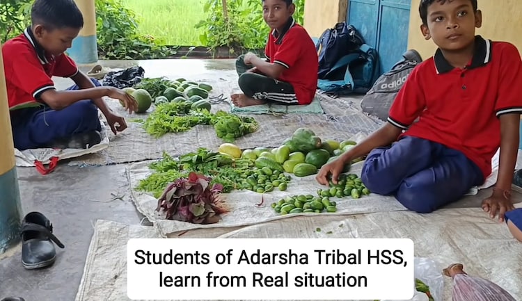 Students selling vegetables