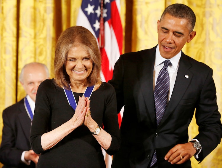 Obama presents the Presidential Medal of Freedom to women's rights activist Gloria Steinem