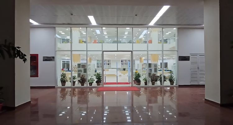 The entrance of the Nalanda library at IIM Jammu (Photo: Screenshot/LinkedIn/BSSahay)