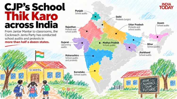 CJP plans to take its Adivasi School Thik Karo campaign to Gujarat after completing its Maharashtra leg. Map for representation only, not to scale. (Author/ India Today)