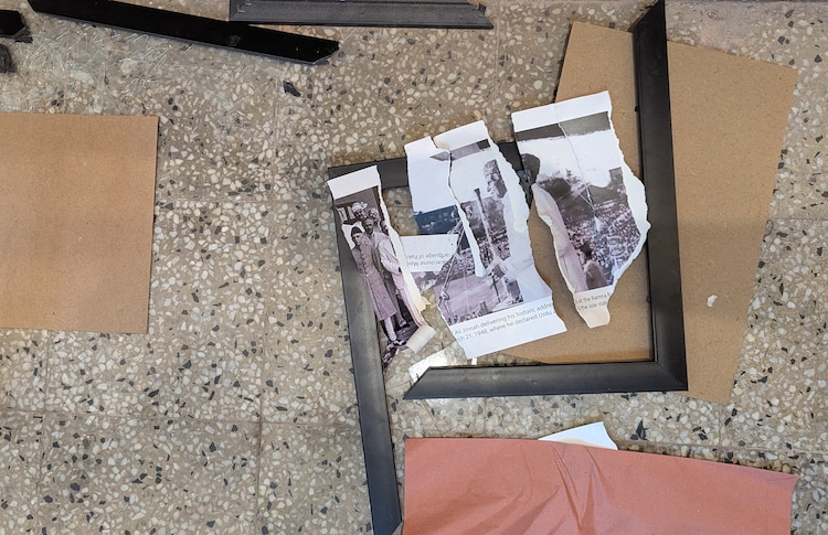 Photos of Muhammad Ali Jinnah at DUCSU Museum were later torn up by a protesting student. (Image: Getty)