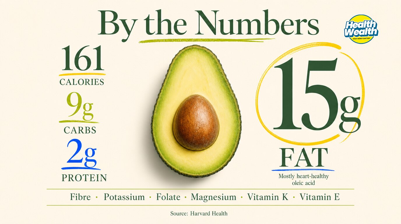 Half a medium avocado packs 161 calories