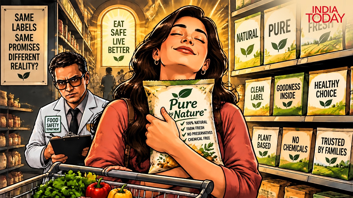The shopper has closed her eyes to enjoy the label properly. Somewhere behind her, a food inspector is reading the fine print, but he was not invited to this moment of grace. (Photo: Vashu Sharma/India Today)