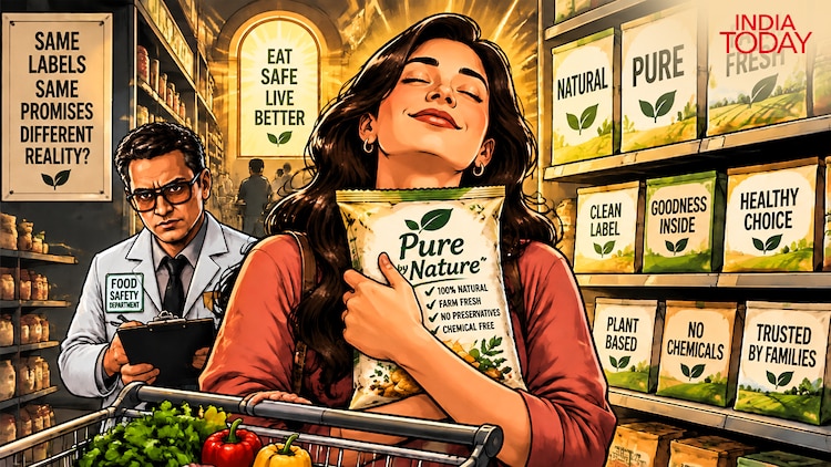 The shopper has closed her eyes to enjoy the label properly. Somewhere behind her, a food inspector is reading the fine print, but he was not invited to this moment of grace. (Photo: Vashu Sharma/India Today)