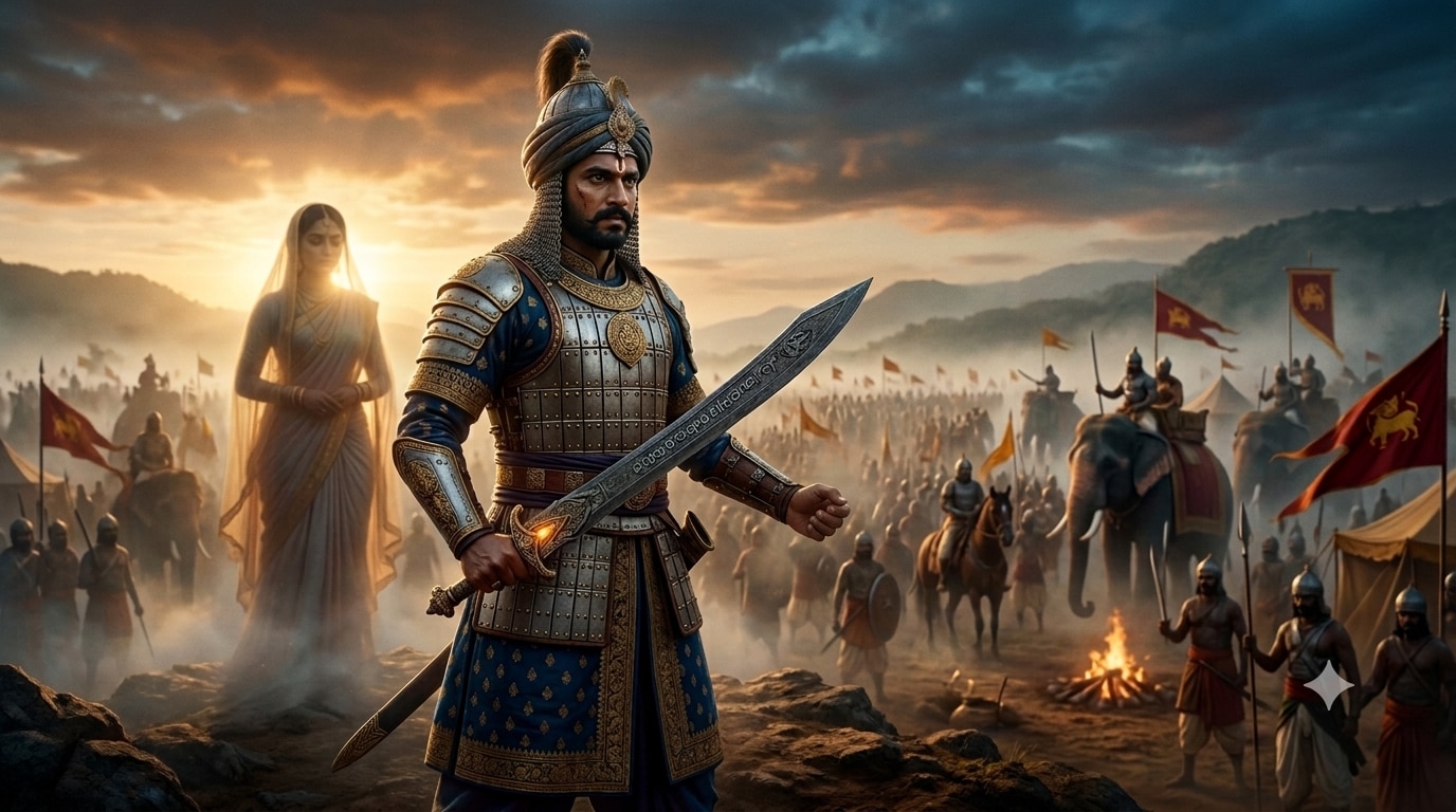 Indian warrior kings, goddess weapons India, Bhavani Talwar, Shivaji Maharaj sword, Rani Lakshmibai Durga, Kumara Kampana sword, Annamaraja Danteshvari, goddess-given swords, Indian history warriors, Hindu goddess traditions  
